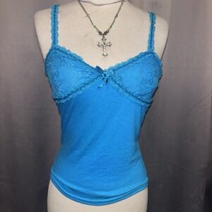 Liz Lisa Lace Ribbon Cami top Blue Gyaru Dollette Whimsical Top Size Small